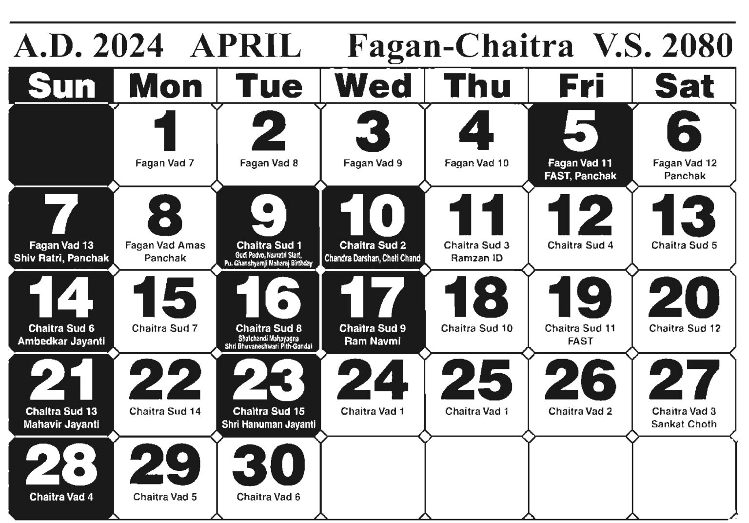 Gujarati Calendar Gujarati Hindu Seniors Society