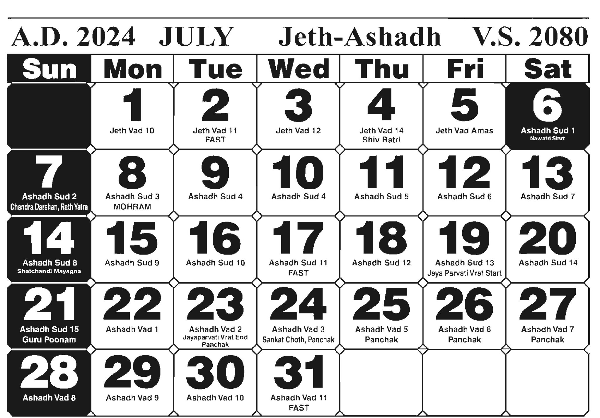 Gujarati Calendar Gujarati Hindu Seniors Society